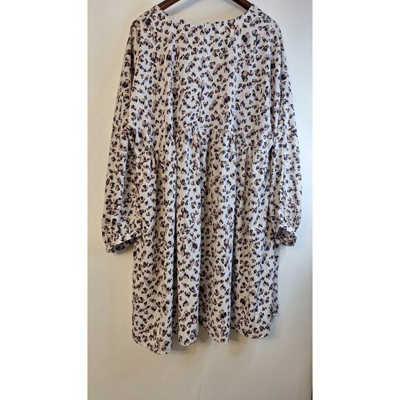 UMGEE Animal Print Baby Doll Smock Flowy Semi Sheer Dress Women Plus Size 2x - Picture 2 of 7